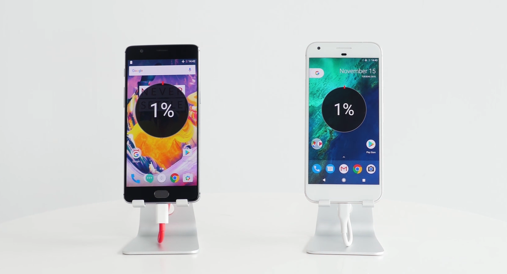 OnePlus shows how fast its OnePlus 3T charges compared to the Google Pixel XL