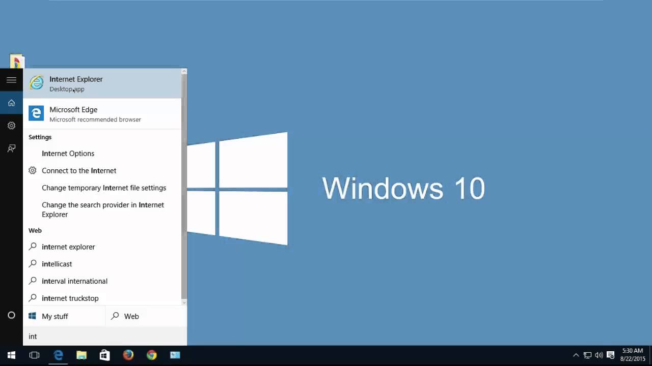 How To Open the Internet Explorer in Windows 10?