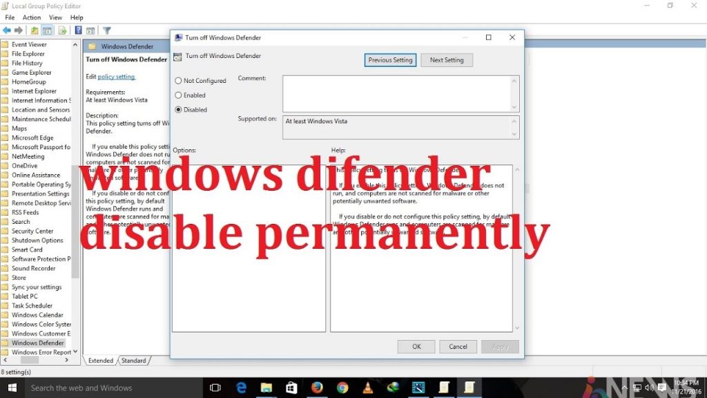 How to Permanently Turn Off Windows Defender On Windows 10, Windows 8.1, Windows 7 And Windows XP