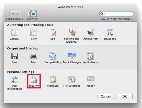 how to password protect a word document mac 2