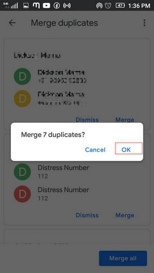 merge duplicate contacts android 7